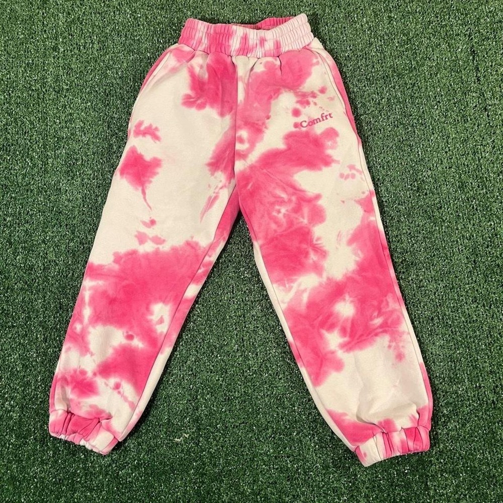 Comfrt Pink Cream Tie-Dye Relaxed Sweatpants Joggers Youth XS 0179